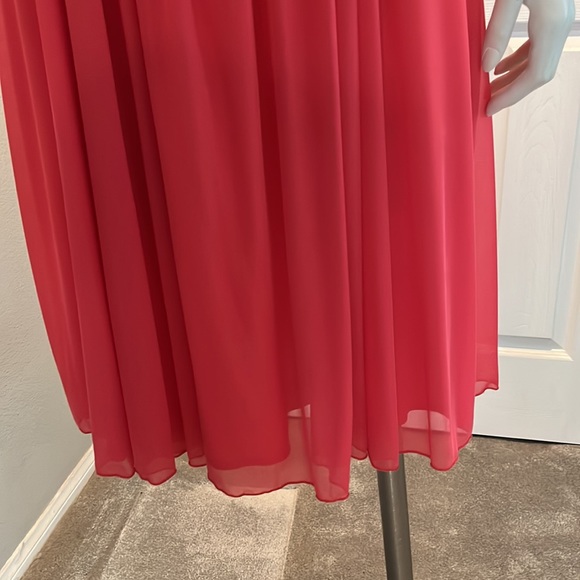 NWT Cocktail Coral Chiffon Dress Flutter Open Sleeves - Picture 4 of 8